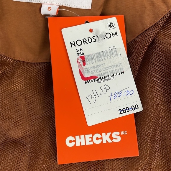 NWT Checks Butterfly Logo Graphic Nylon Jacket in Toasted Coconut Sz S - Picture 10 of 15